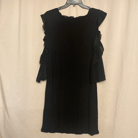 NWT French Connection Ft Ruffle Mix Jersey Mini Dress, Size 8 Color Black. - Picture 7 of 11